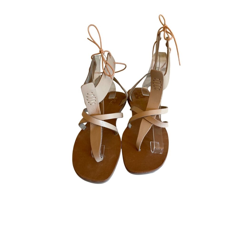 Matisse Womens Lay Up Leather Gladiator Sandals 9M Tan Lace-Up Boho Festival